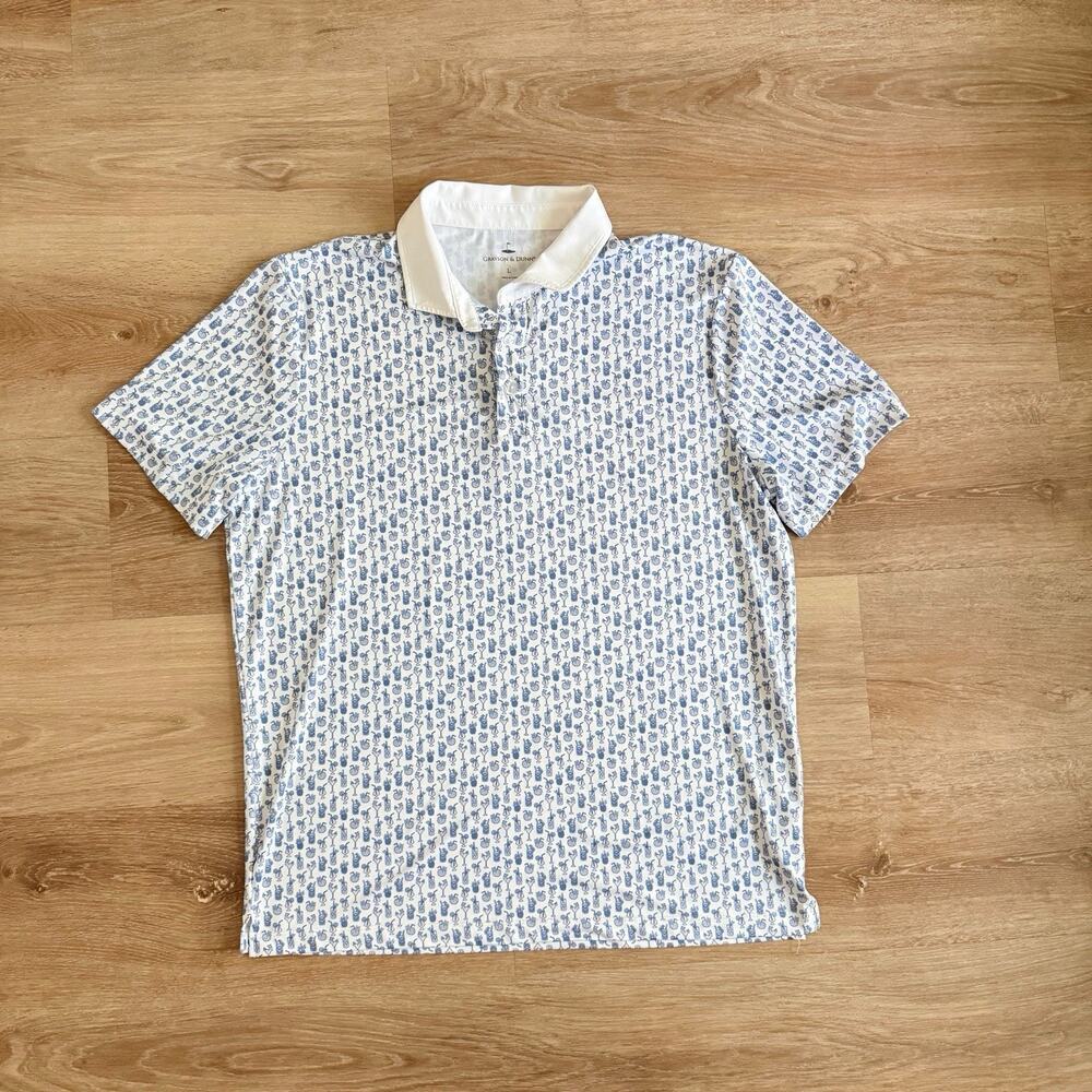 Grayson & Dunn Golf Polo Shirt Mens Large COCKTAILS DRINKS Large All Over Print - Picture 3 of 9